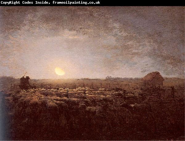 Jean-Franc Millet The Sheep Meadow Moonlight